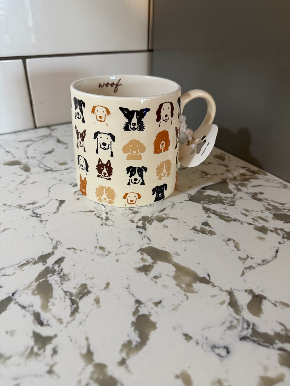 Cream Dog Pattern Ceramic Mug - Cute Multi-Dog Design - Picture 3 of 3